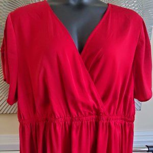 Torrid V-Neck Short Sleeve Babydoll Top Sz 4 (4X) Red